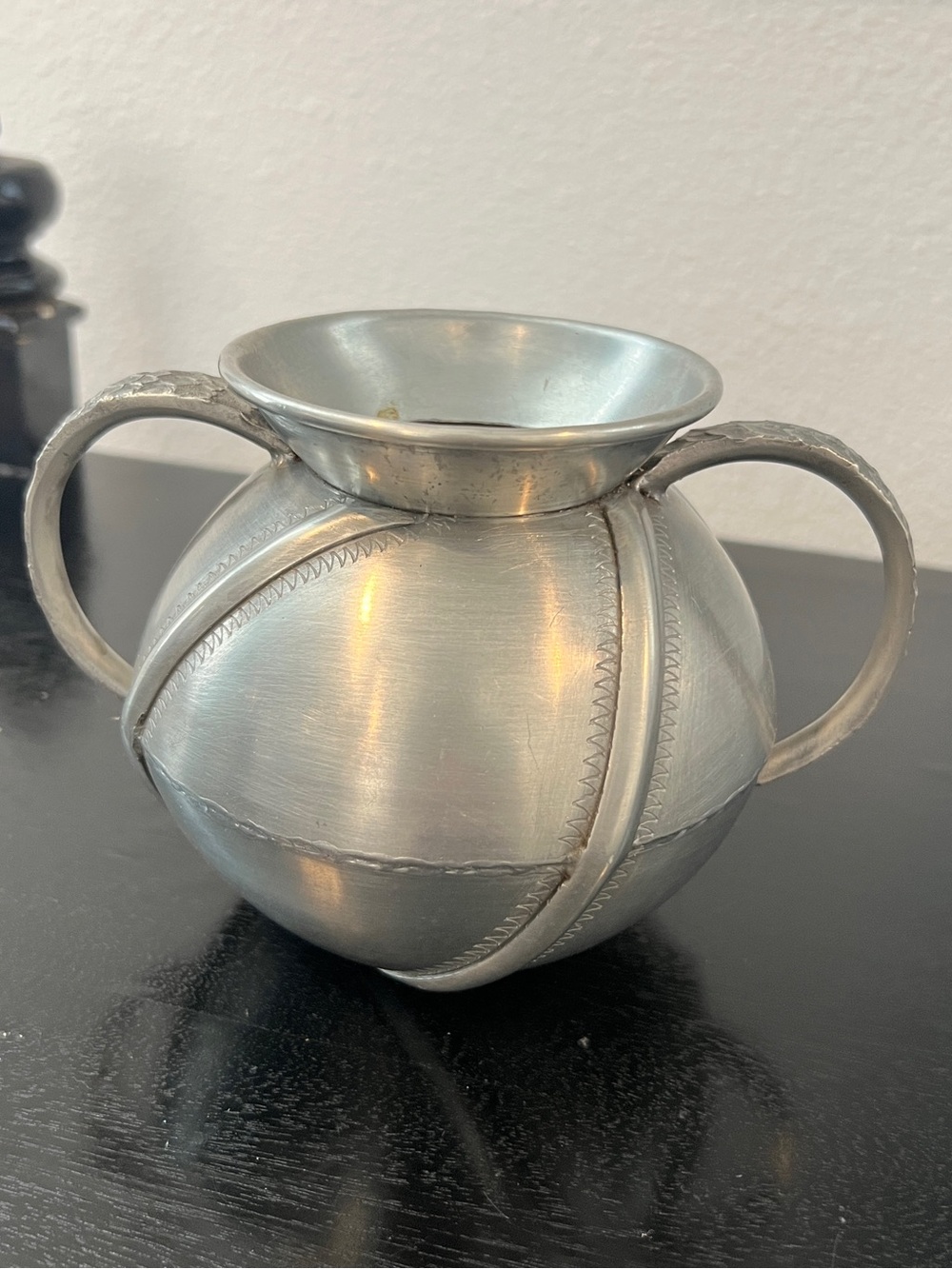 Vintage Bjorn Wiik Wiik Norway Handmade Pewter Ball Vase Porringer MCM 1960s